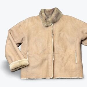 Benedetta Novi Italian Lambskin Jacket Shearling Lined Mink Fur Collar 42 Medium